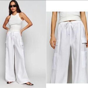 New Reformation Linen Wide-Leg Pants